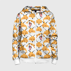 Толстовка на молнии детская Хитрые лисы, цвет: 3D-белый