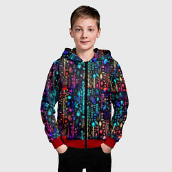 Толстовка на молнии детская Флуоресцентные Цветы, цвет: 3D-красный — фото 2