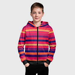 Толстовка на молнии детская Полосатый ярко-красный, цвет: 3D-черный — фото 2