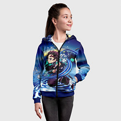Толстовка на молнии детская Танджиро Камадо Клинок, рассекающий демонов, цвет: 3D-синий — фото 2