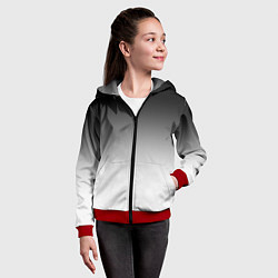 Толстовка на молнии детская Black and white gradient, цвет: 3D-красный — фото 2