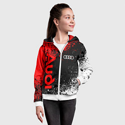 Толстовка на молнии детская Ауди - красный и белый, цвет: 3D-белый — фото 2