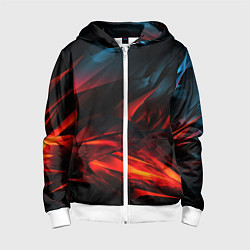 Толстовка на молнии детская Red black abstract, цвет: 3D-белый