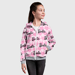Толстовка на молнии детская Логотип Барби и розовое кружево, цвет: 3D-меланж — фото 2