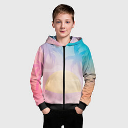 Толстовка на молнии детская Градиентовый летний пейзаж, цвет: 3D-черный — фото 2