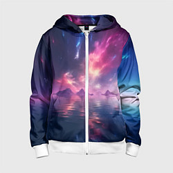 Толстовка на молнии детская Space and islands, цвет: 3D-белый