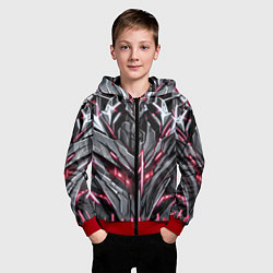 Толстовка на молнии детская Красная кибер броня, цвет: 3D-красный — фото 2