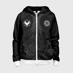 Толстовка на молнии детская Руническая, цвет: 3D-белый