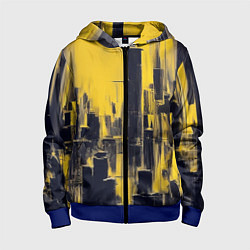 Толстовка на молнии детская Большой нарисованный город, цвет: 3D-синий