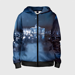 Толстовка на молнии детская Кубики льда с дымком, цвет: 3D-черный