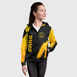 Толстовка на молнии детская Saab - gold gradient: надпись, символ, цвет: 3D-черный — фото 2