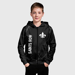 Толстовка на молнии детская Saints Row glitch на темном фоне: надпись, символ, цвет: 3D-черный — фото 2