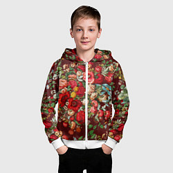 Толстовка на молнии детская Платок цветочный узор, цвет: 3D-белый — фото 2