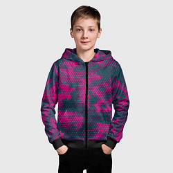 Толстовка на молнии детская Спортивный паттерн камуфляж, цвет: 3D-черный — фото 2