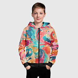Толстовка на молнии детская Акварельная абстракция, цвет: 3D-черный — фото 2