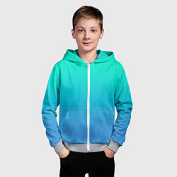 Толстовка на молнии детская Градиент сине-зелёный светлый, цвет: 3D-меланж — фото 2