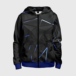 Толстовка на молнии детская Black texture neon line, цвет: 3D-синий