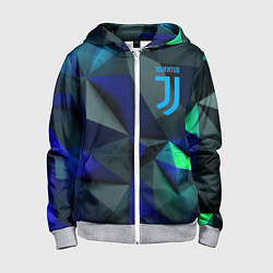 Толстовка на молнии детская Juventus blue abstract logo, цвет: 3D-меланж
