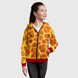 Толстовка на молнии детская Шкура жирафа - текстура, цвет: 3D-красный — фото 2