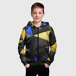 Толстовка на молнии детская Black yellow elements, цвет: 3D-черный — фото 2