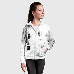 Толстовка на молнии детская The Witcher glitch на светлом фоне: надпись, симво, цвет: 3D-белый — фото 2