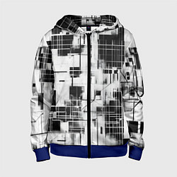 Толстовка на молнии детская Кибер Сетка гранж, цвет: 3D-синий