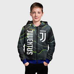 Толстовка на молнии детская Juventus dark green logo, цвет: 3D-синий — фото 2