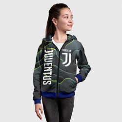 Толстовка на молнии детская Juventus dark green logo, цвет: 3D-синий — фото 2