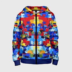 Толстовка на молнии детская Colorful abstraction - vogue - paint, цвет: 3D-синий