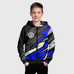 Толстовка на молнии детская Volkswagen - Синяя абстракция, цвет: 3D-черный — фото 2