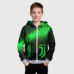 Толстовка на молнии детская Juventus green logo neon, цвет: 3D-меланж — фото 2