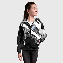 Толстовка на молнии детская Фольцваген - белый камуфляж, цвет: 3D-черный — фото 2