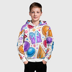 Толстовка на молнии детская Вечеринка, цвет: 3D-белый — фото 2
