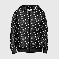 Детская толстовка на молнии Маленькие белые квадратики на чёрном