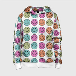 Толстовка на молнии детская Smiley face, цвет: 3D-белый