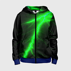 Толстовка на молнии детская Зеленый разряд молнии, цвет: 3D-синий