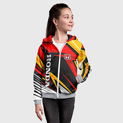Толстовка на молнии детская Honda - красный и оранжевый, цвет: 3D-меланж — фото 2