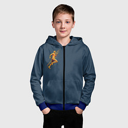 Толстовка на молнии детская Золотой бегущий человек, цвет: 3D-синий — фото 2