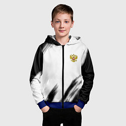 Толстовка на молнии детская Russia sport черно белый, цвет: 3D-синий — фото 2