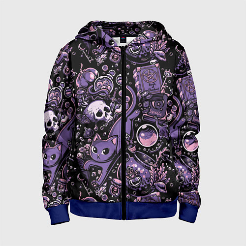 Детская толстовка на молнии Ведьминский паттерн / 3D-Синий – фото 1
