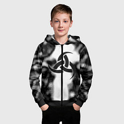 Толстовка на молнии детская Скандинавский узор душа, цвет: 3D-черный — фото 2