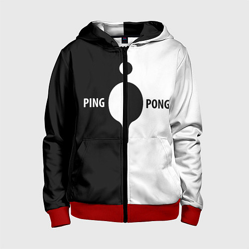 Детская толстовка на молнии Ping-Pong черно-белое / 3D-Красный – фото 1