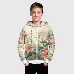 Толстовка на молнии детская Тигровые лилии - японский стиль, цвет: 3D-белый — фото 2
