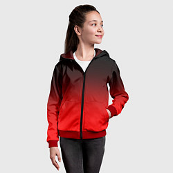 Толстовка на молнии детская Градиент: от черного до ярко-красного, цвет: 3D-красный — фото 2