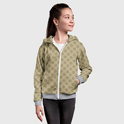 Толстовка на молнии детская Паттерн глаз с растительным орнаментом на бежевом, цвет: 3D-меланж — фото 2