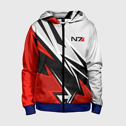 Толстовка на молнии детская N7 mass effect - white and red, цвет: 3D-синий