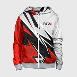 Толстовка на молнии детская N7 mass effect - white and red, цвет: 3D-меланж