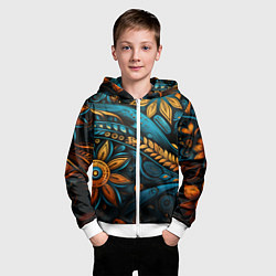 Толстовка на молнии детская Узор с растительными элементами, цвет: 3D-белый — фото 2