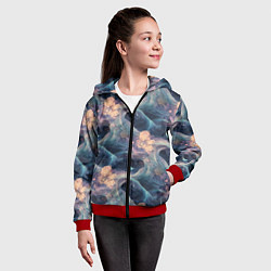 Толстовка на молнии детская Волнообразная фрактальная абстракция, цвет: 3D-красный — фото 2