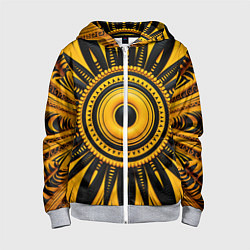 Толстовка на молнии детская Желто-черный узор в африканском стиле, цвет: 3D-меланж